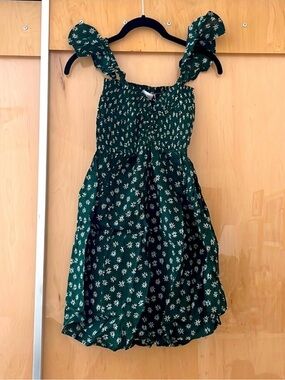 NWT Tiare Hawaii Hollie Dress - Green Ditsy Floral Ruffle-Strap Mini Dress